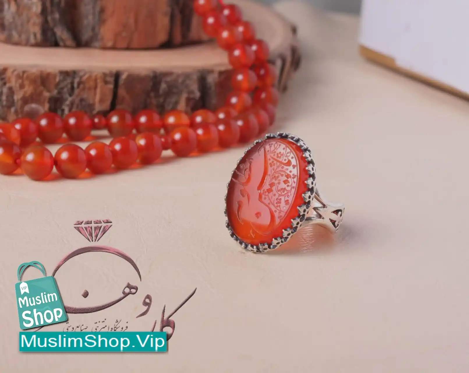 MuslimShop-Ring-Muslim-sterling-silver-gemstone-Akik-Agate-Red-Yemeni-Hosein