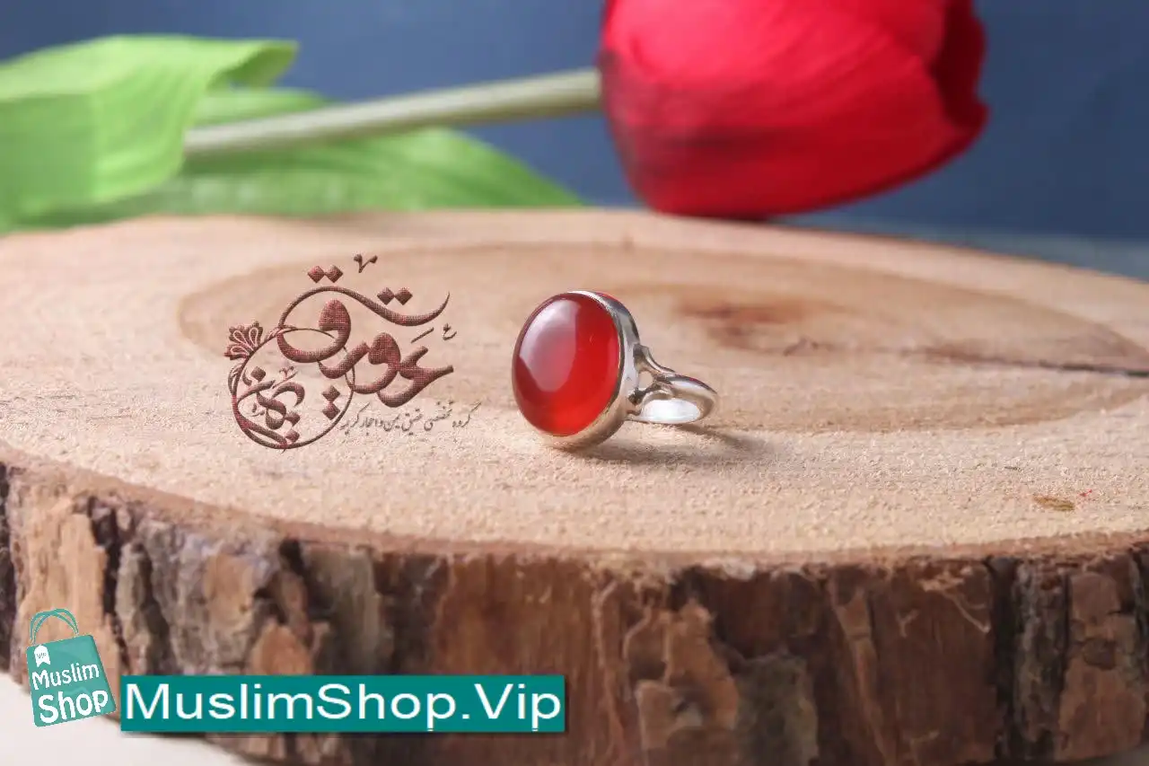 MuslimShop-Ring-Muslim-sterling-silver-gemstone-Akik-Agate-carnelian-Yemeni-Red-Woman